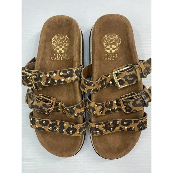 Vince Camuto Women’s Buckle Slides Sandals Animal Print Ciandra Worn little 6.5 - Picture 9 of 13